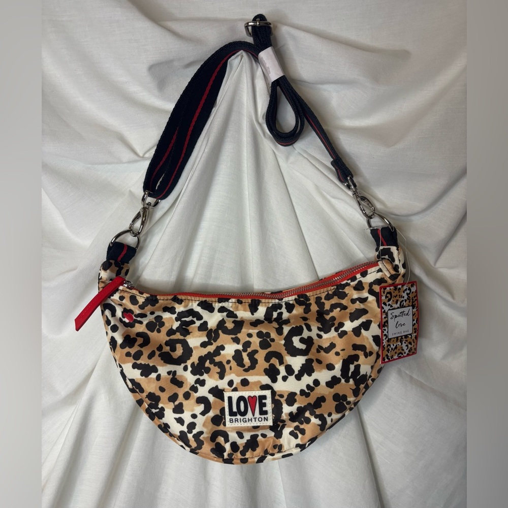 Brighton Spotted Love Swing Bag Leopard Print /W/ Red Accents & Silver Hdwr NEW - Picture 2 of 13